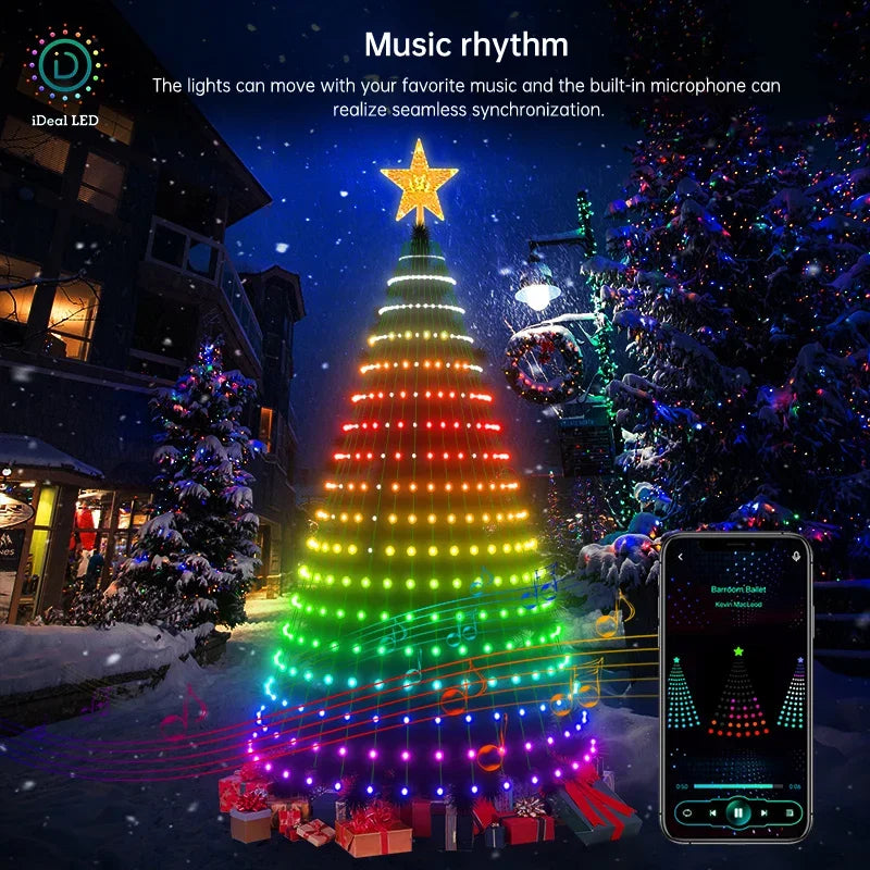 RGB 400 LED USB Bluetooth App Remote Control Christmas Tree Lights for Christmas New Year Decoration