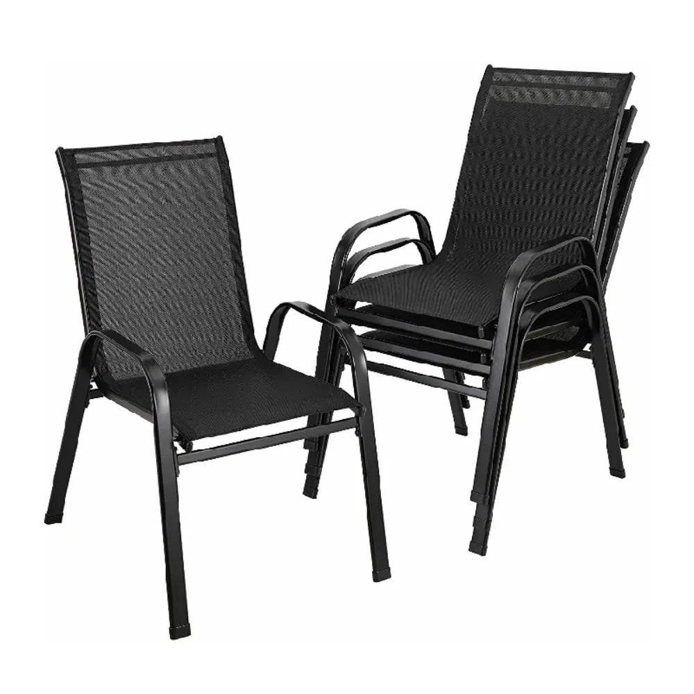 4PCS Outdoor Garden Chairs – Stackable Patio Seating Set