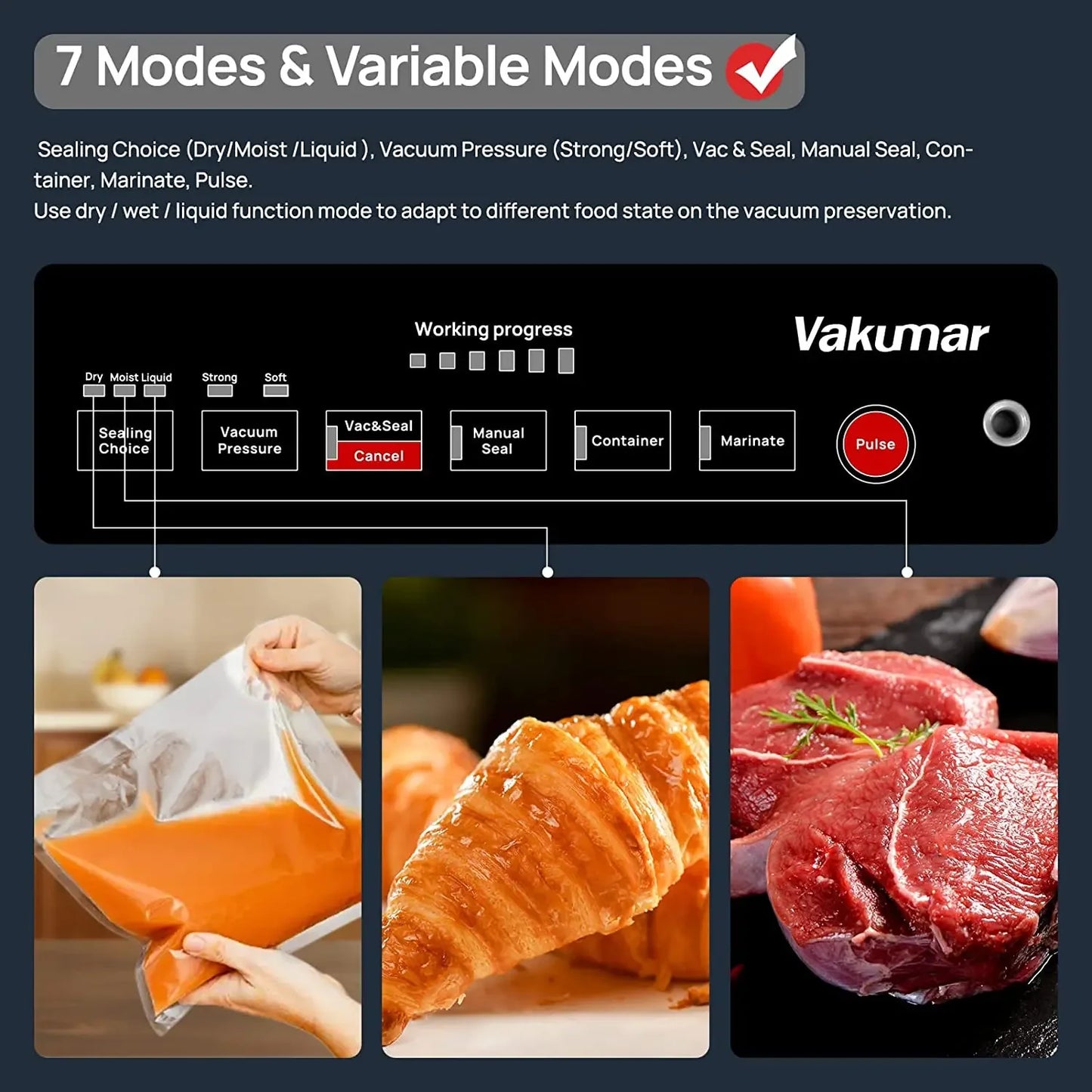 Vakumar VH5186 Food Vacuum Sealer Machine | Automatic Kitchen Sealer with Built-In Cutter & Bag Storage