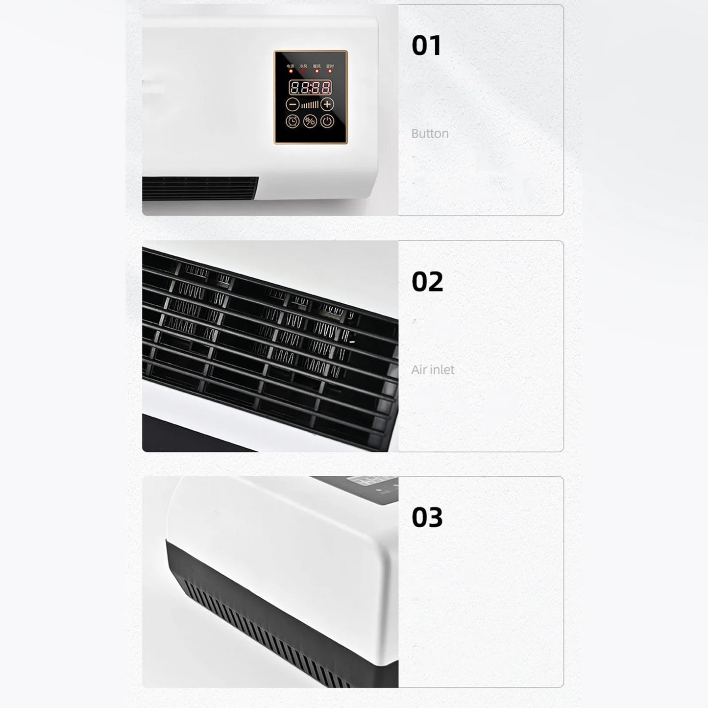 1800W Wall Mounted Air Conditioner 2-in-1 Cooling Heating Compact for Bedroom 20㎡ Quiet Operation Energy Efficient