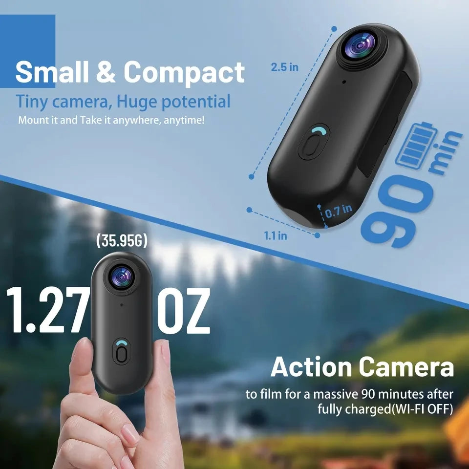 4K Mini Body Camera with 64GB Storage & Waterproof Case