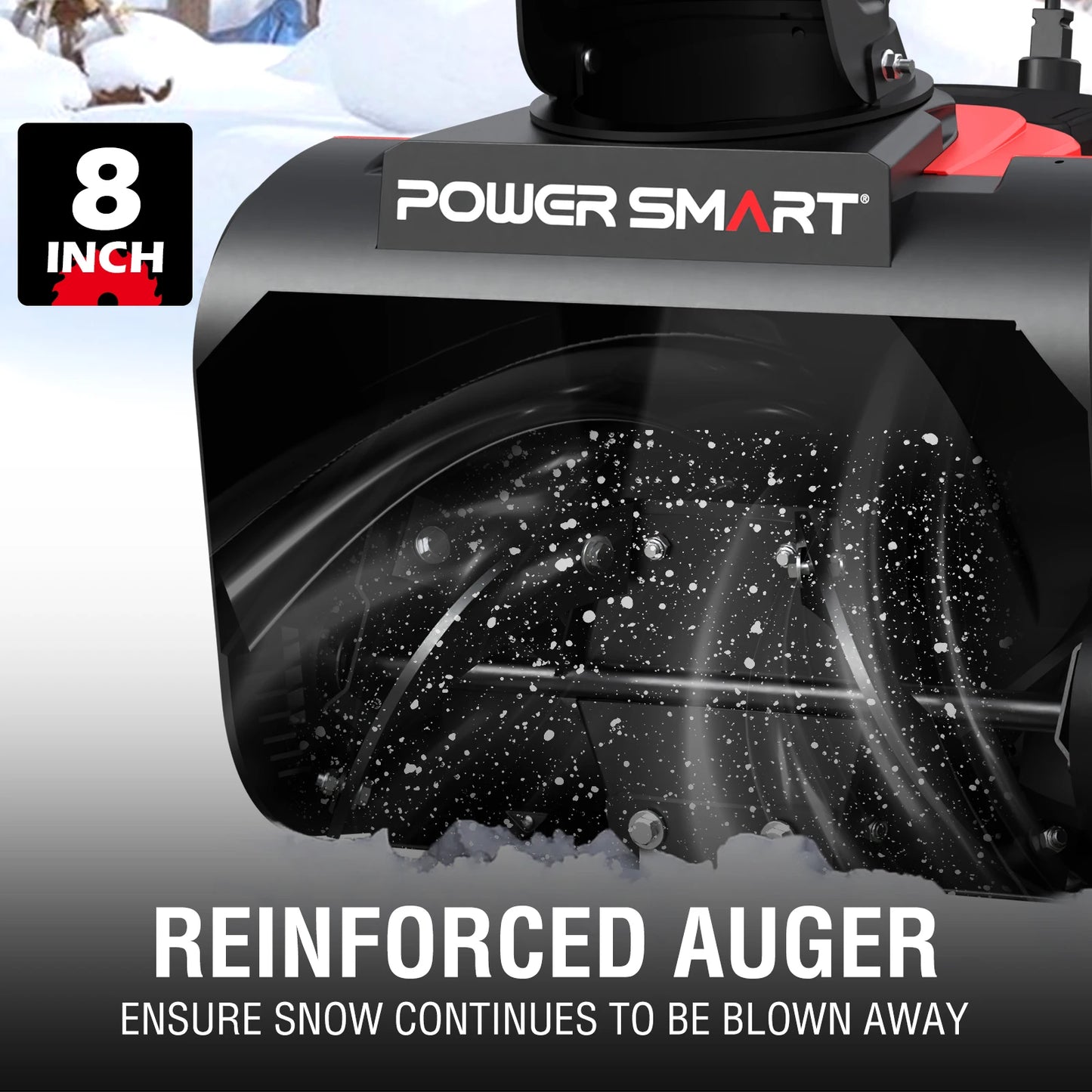 PowerSmart 15A Electric Snow Thrower – 21" Snow Blower with LED Light and 180° Chute | Corded Lightweight Snow Clearing Machine