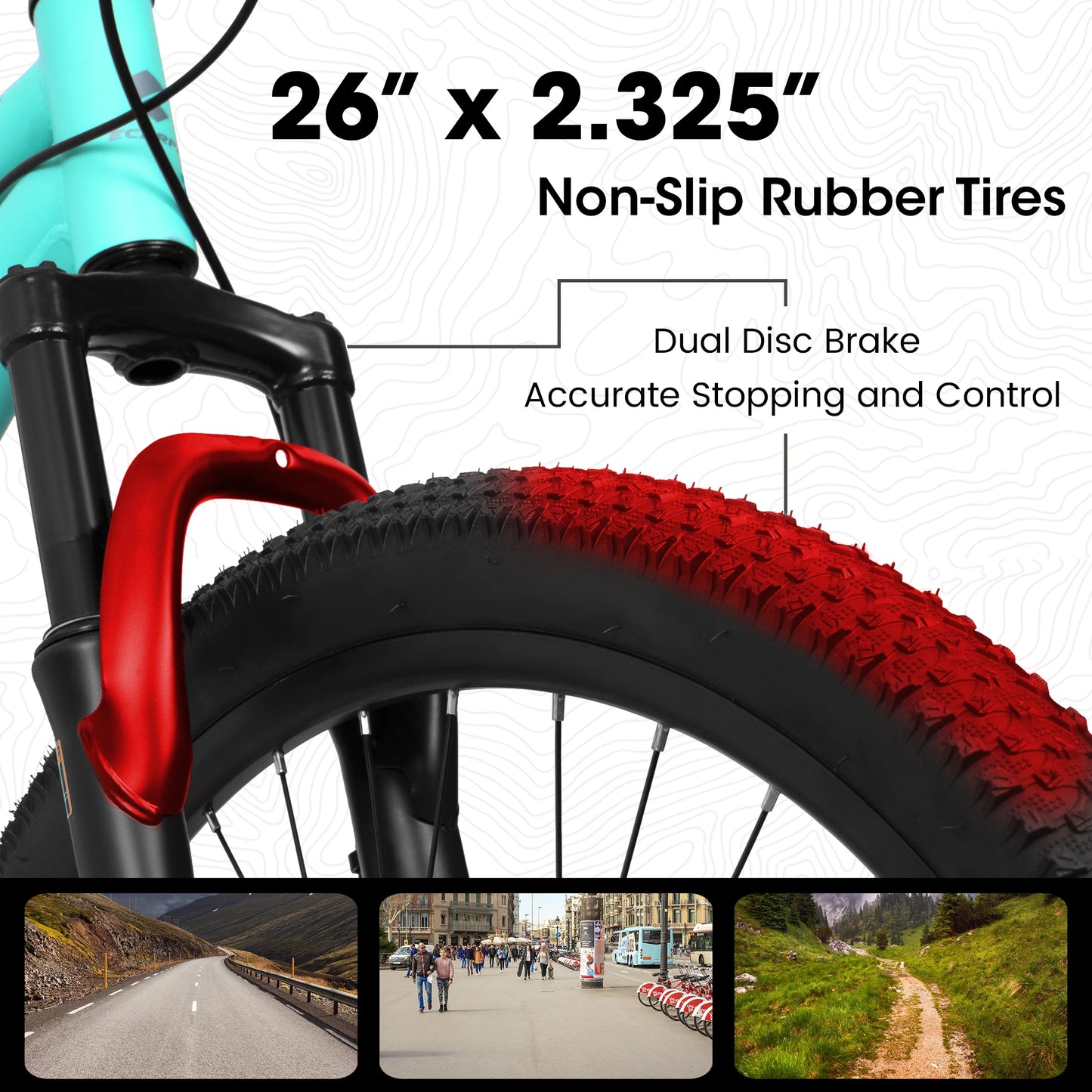 Ecarpat 26” Mountain Bike 21-Speed Dual Suspension MTB with Disc Brakes