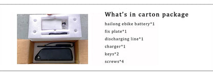 Hailong Ebike Battery Pack – 36V/48V/52V | 10Ah 15Ah 20Ah | Lithium Battery with Charger, BMS, USB Port & Lock – Fits 350W–1500W Motors