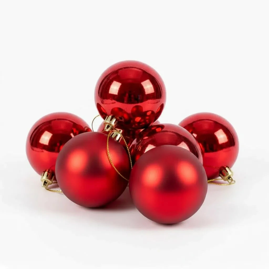 50PCS 9 Styles Red & Gold Shatterproof Christmas Ball Ornaments Set