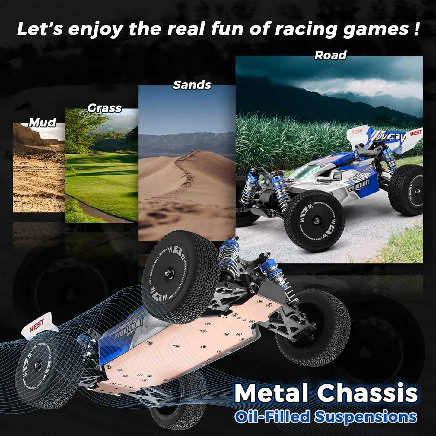 WLtoys144011 1/14 4WD RC Cars for Adults , Max 43 Mph Off-road Fast RC Car,Upgraded version(144001V2) ,Suitable for Outdoors
