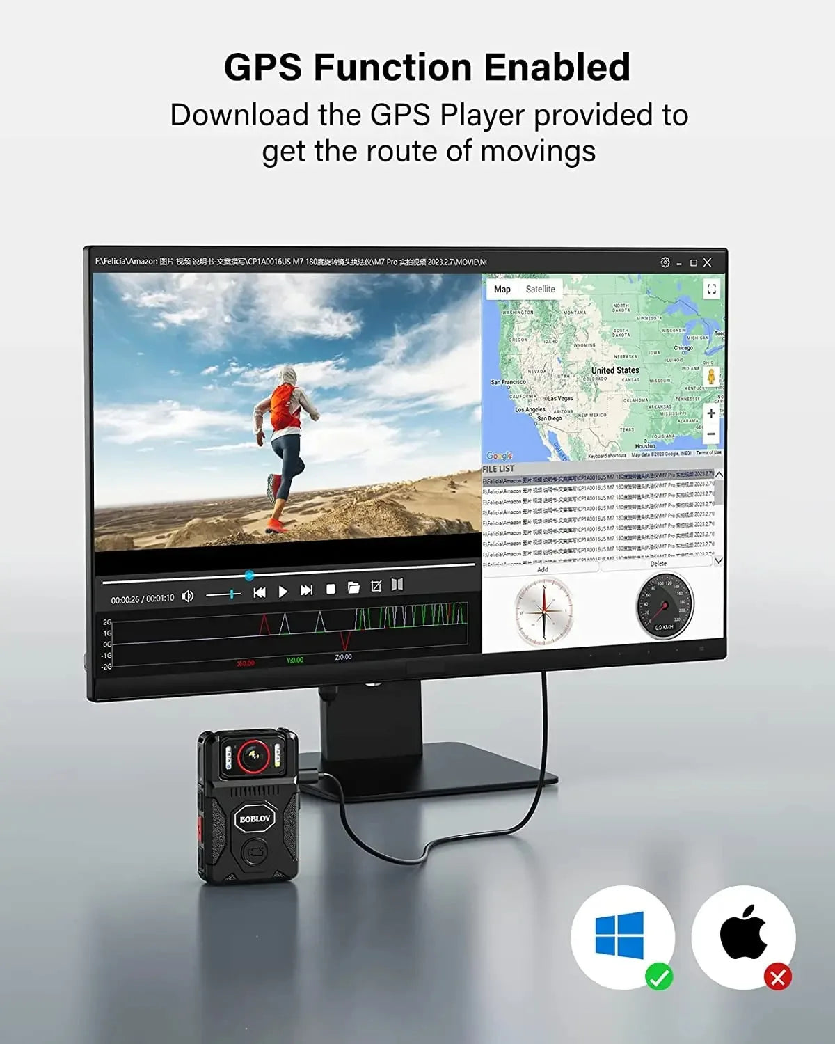 BOBLOV M7 Pro 4K GPS Body Camera with 256GB Storage & 15-Hour Battery