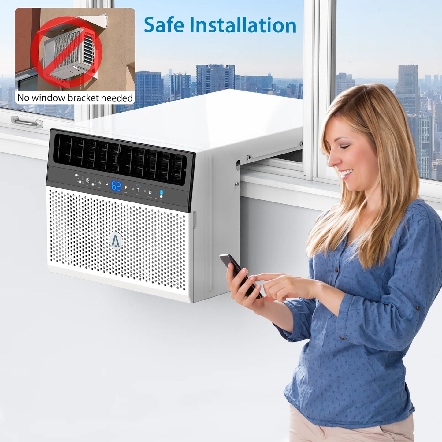 6000 BTU Window Air Conditioner With Washable Filter, Remote Control, Quiet Operation,Fan,Cools Up to 269 Square Feet, 115V/60Hz