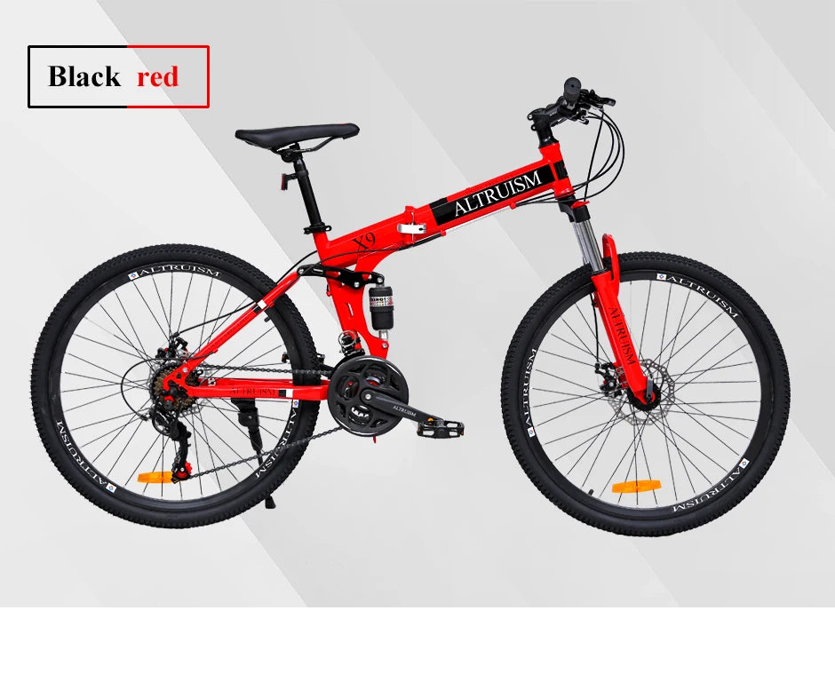 26” Folding Mountain Bike 21-Speed Shimano – Full Suspension & Disc Brakes