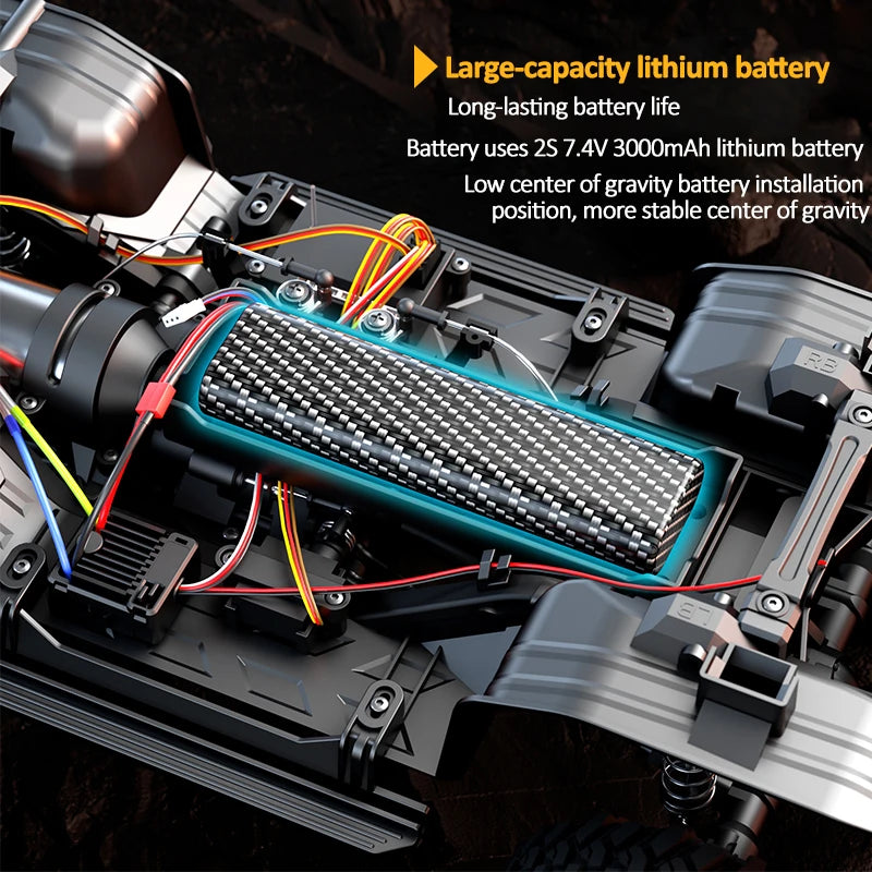 1/10 HB RC Crawler 4WD RTR Rock Off-Road Vehicle – Metal Gears, LED Lights, 2-Speed, Remote Control Truck for Adults