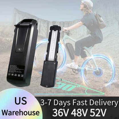 Hailong Ebike Battery Pack – 36V/48V/52V | 10Ah 15Ah 20Ah | Lithium Battery with Charger, BMS, USB Port & Lock – Fits 350W–1500W Motors