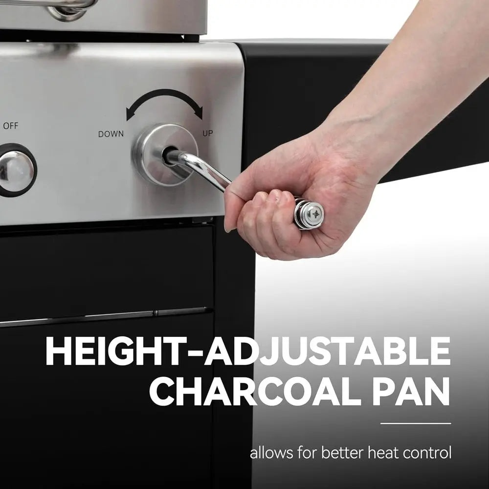 ZH3002N Propane Gas & Charcoal Grill Combo – Dual Fuel BBQ Grill with Cabinet & Side Shelves