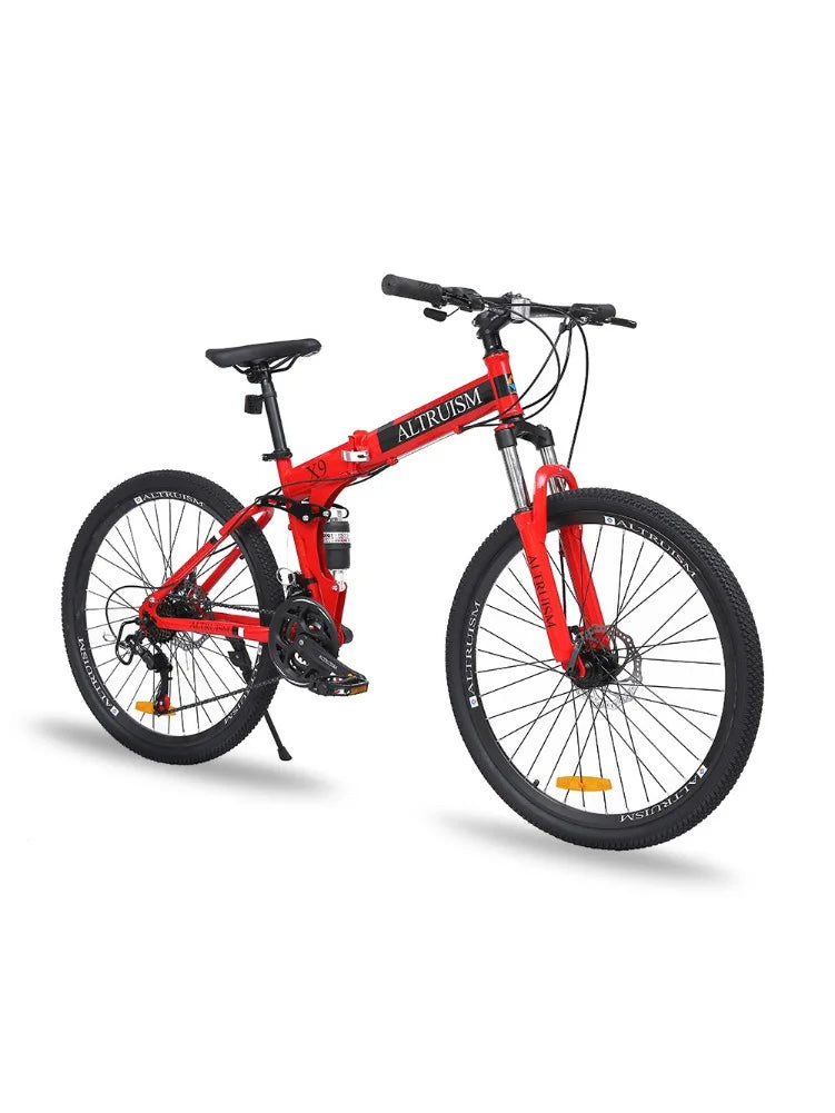 26” Folding Mountain Bike 21-Speed Shimano – Full Suspension & Disc Brakes