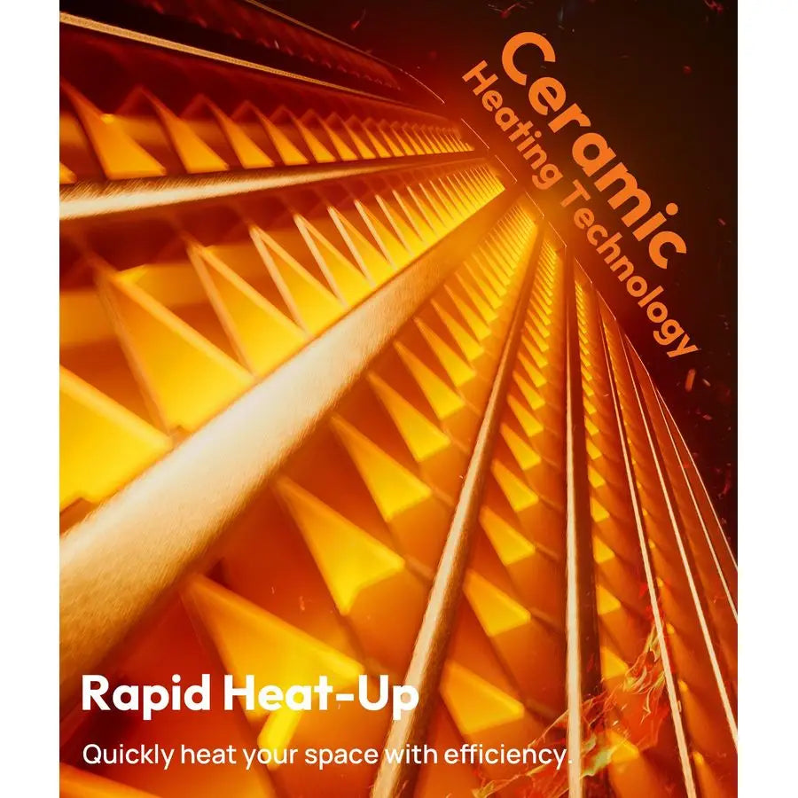 Electric Tower Heater with 3D Flame, Thermostat, Tip-Over Protection & Remote – 1500W Portable Space Heater for Bedroom & Office