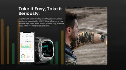 KOSPET TANK M3 Rugged Smart Watch for Men – Military Grade Durability, AMOLED Display, Bluetooth Calling & 60-Day Standby Battery