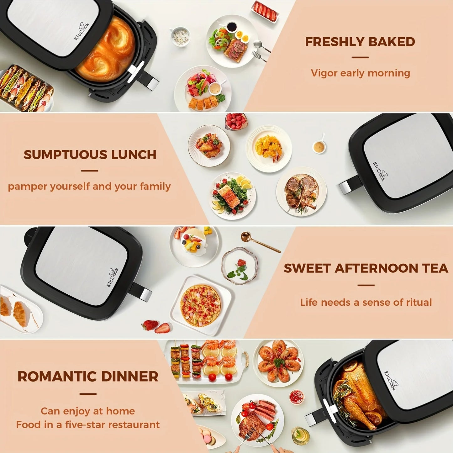 KitCook 7QT Large Air Fryer with Digital Touch Screen, 8 Cooking Presets & Adjustable Temperature Control -1500W