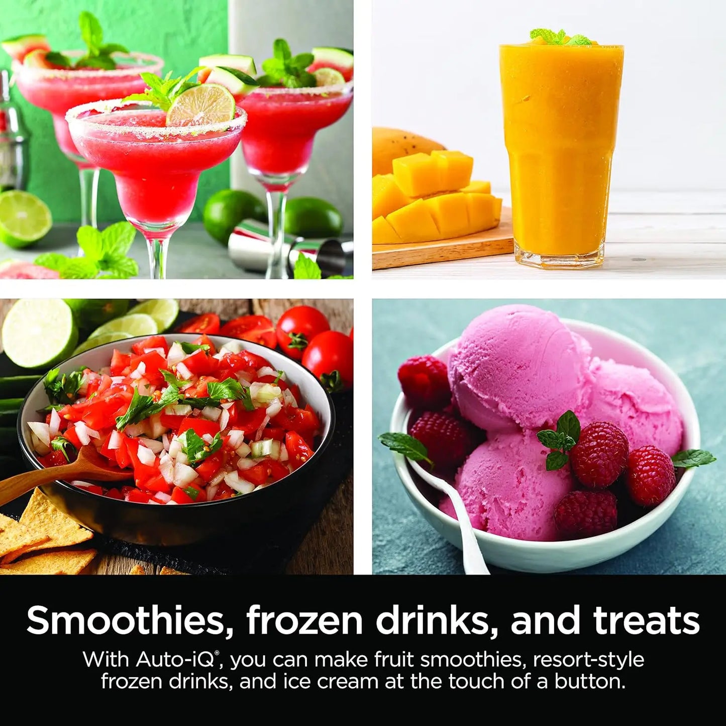 BN701 Professional Plus Blender 1400 Peak Watts with Auto-iQ, 72 oz Total Crushing Pitcher, 3 Functions for Smoothies, Frozen Drinks & Ice Cream – Dark Grey