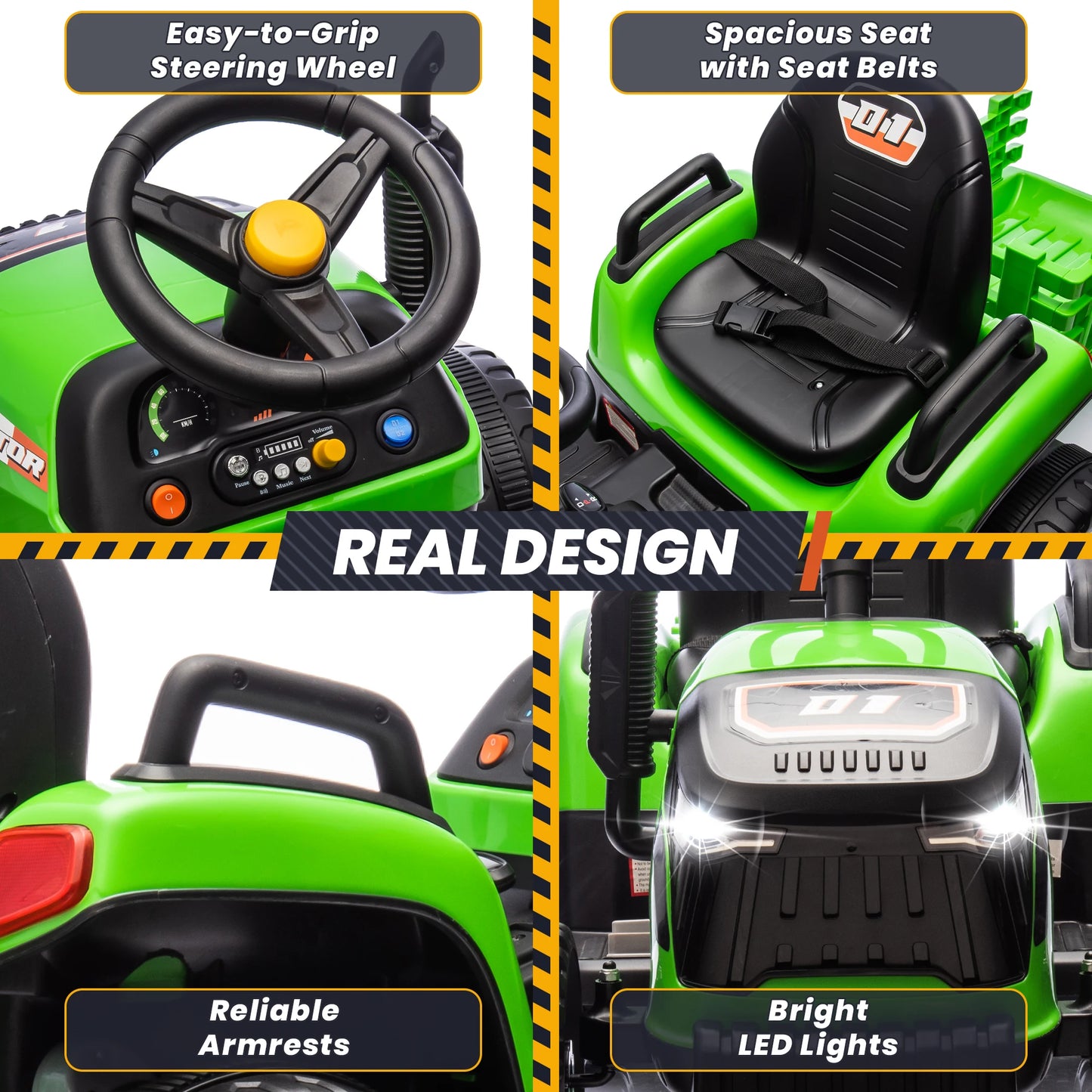 24V 2-Seater Ride-On Tractor Truck with Remote Control & Detachable Trailer – Perfect Gift for Kids Ages 2–6