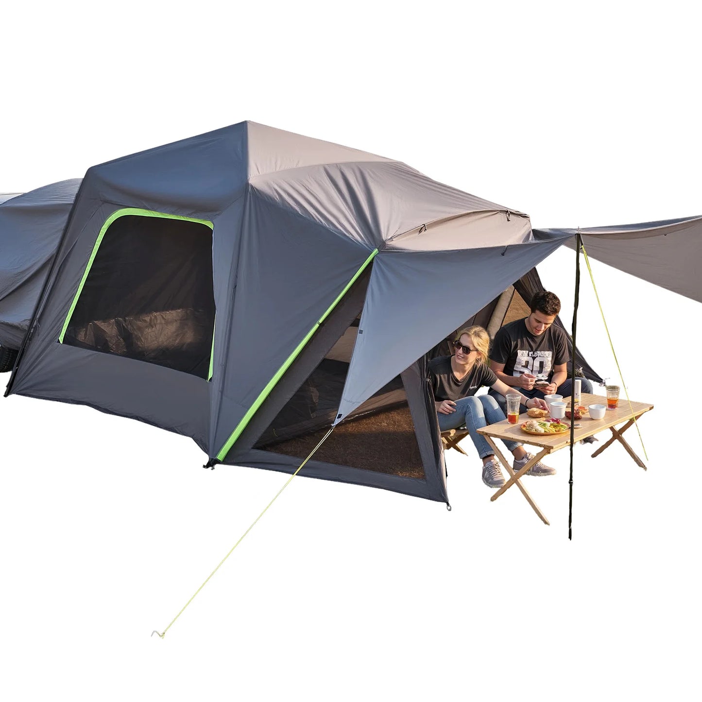 SucceBuy SUV Camping Tent for 5-8 People with Shade Awning & Waterproof Double-Layer Design