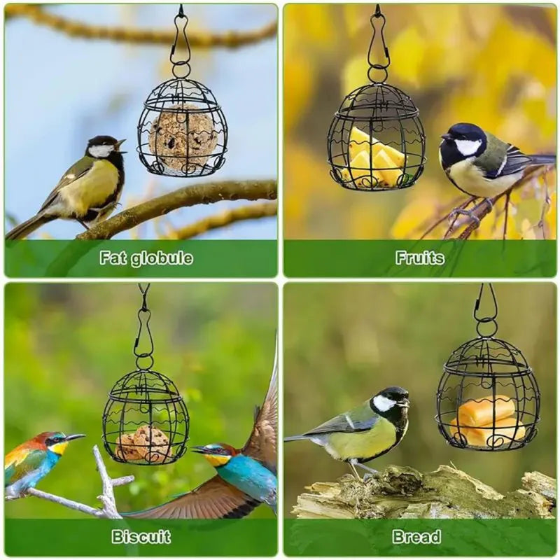6PCS Metal Suet Ball Bird Feeder Set with Hanging Chains for Outdoor Wild Birds