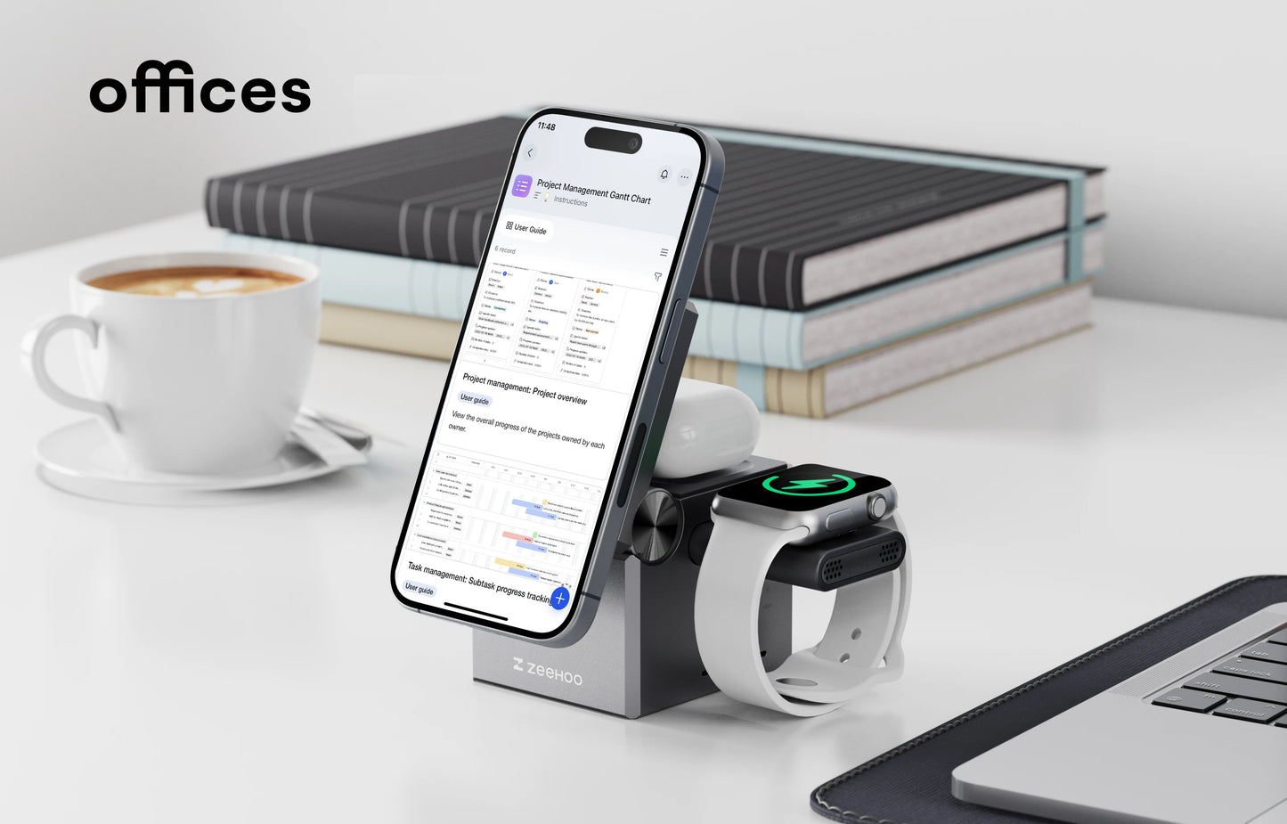 ZeeHoo 3-in-1 Magnetic Wireless Charging Station for Apple Devices