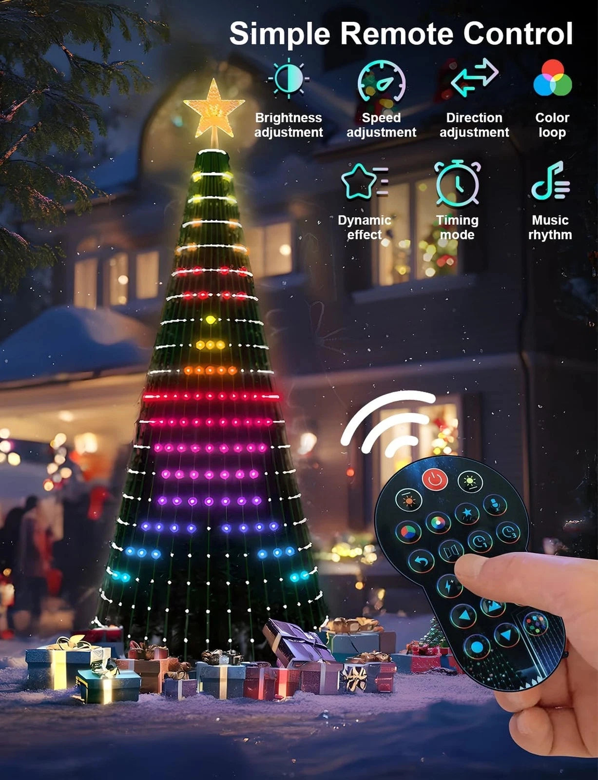 1.8M / 2.1M Smart Christmas Tree Lights – 400 LED APP-Controlled RGB DIY Light Show