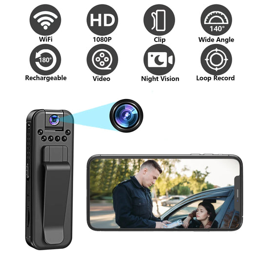 1080P HD Mini Body Camera with Night Vision & Motion Detection
