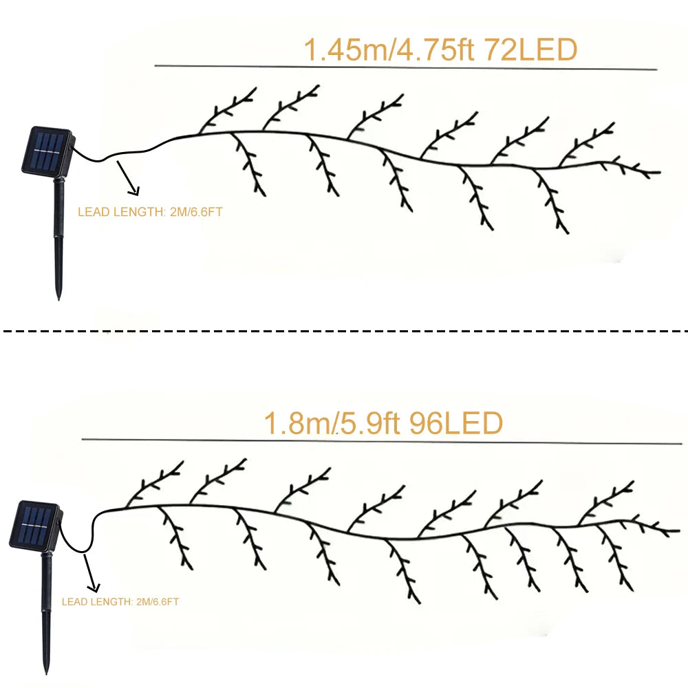 96 LED Solar Tree & Vine Wall Lamp – DIY Warm White Fairy Lights