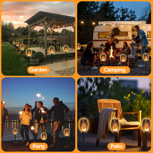 Solar Powered LED Flame Lights - 6 Pack - Flickering Flame Effect