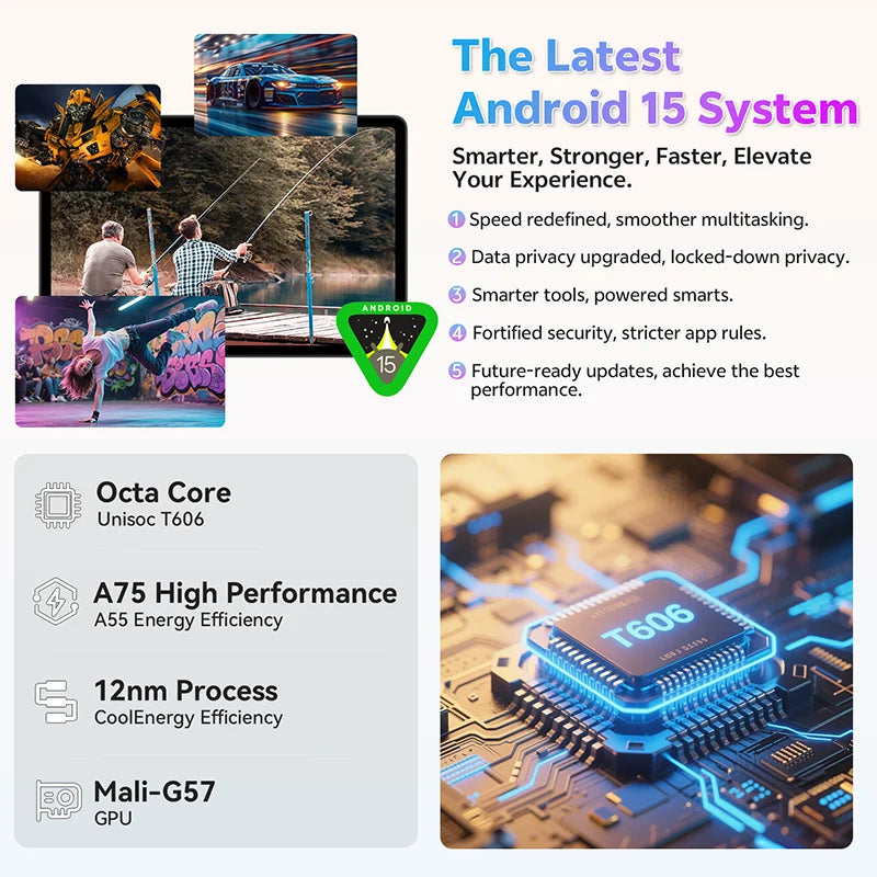 SVITOO P11 11-Inch Android 15 Tablet – 12GB RAM + 128GB Storage, Octa-Core T606, 8000mAh Battery