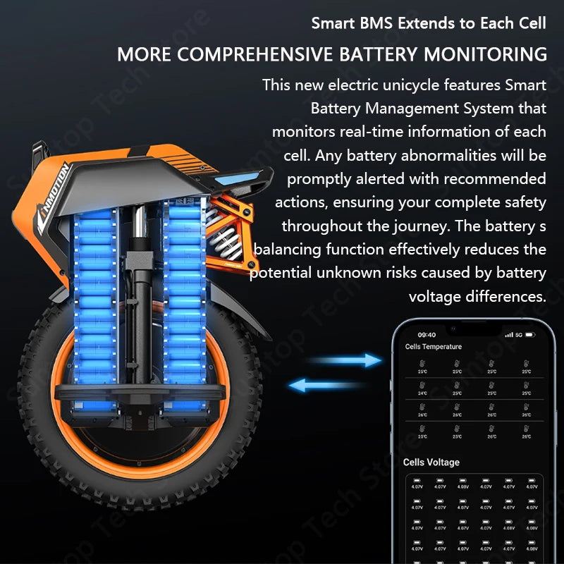 INMOTION Adventure V14 Electric Unicycle 70km/h Speed 134V 2400Wh 50S Motor C40 9000W High Torque EUC Unicycle Wheel