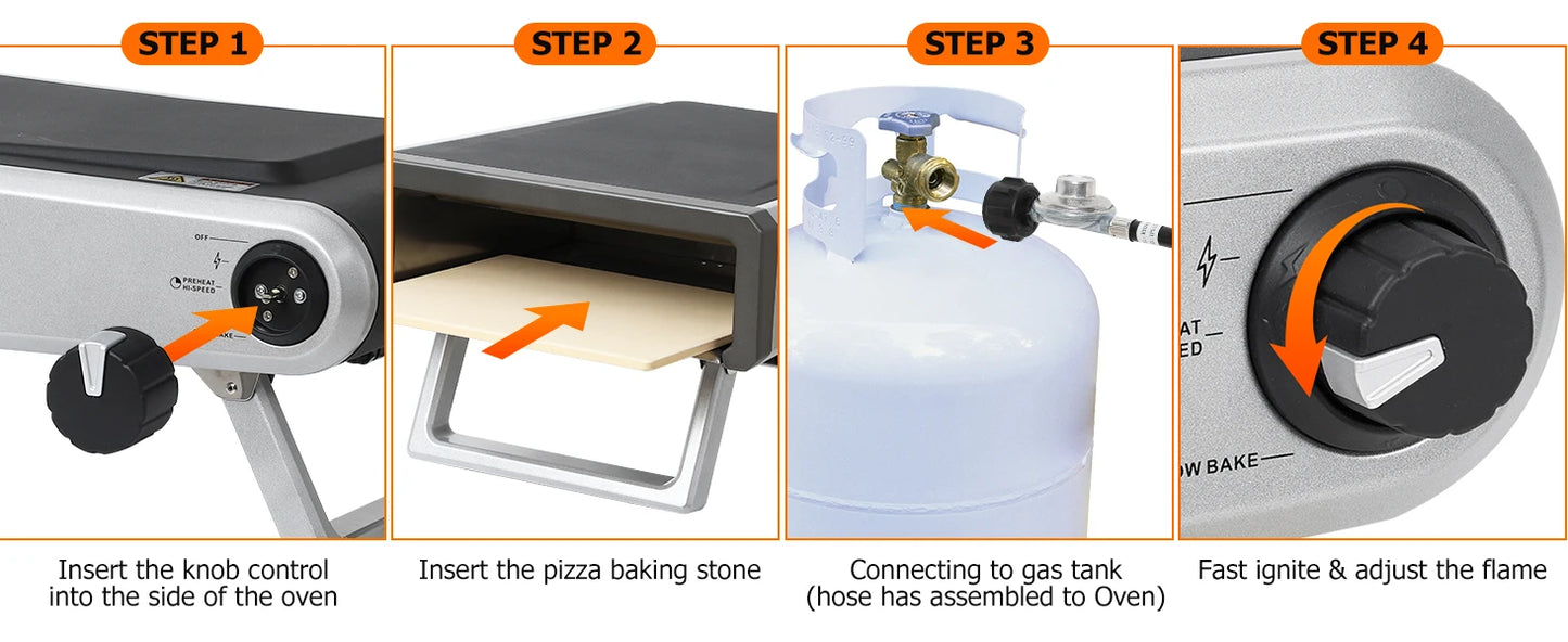 12-Inch Portable Gas Pizza Oven, 950°F Outdoor Propane Pizza Oven with Stone & Accessories for Backyard, Camping & Outdoor Cooking