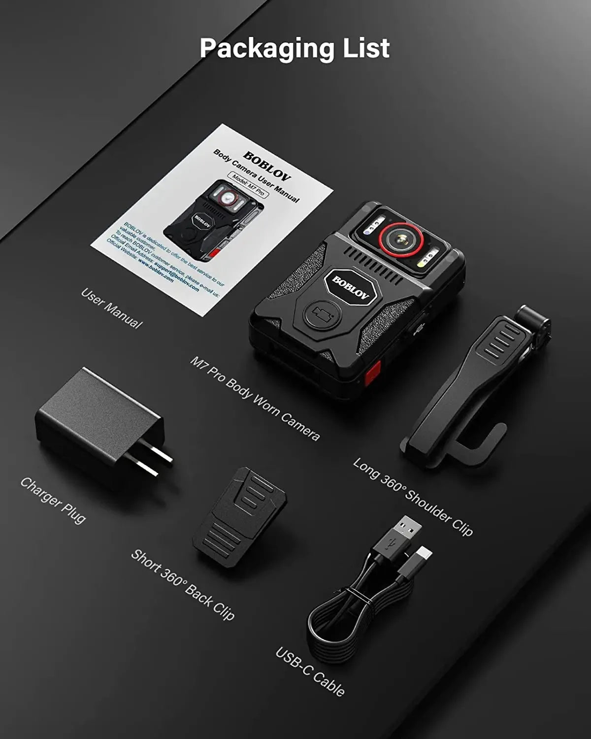 BOBLOV M7 Pro 4K GPS Body Camera with 256GB Storage & 15-Hour Battery