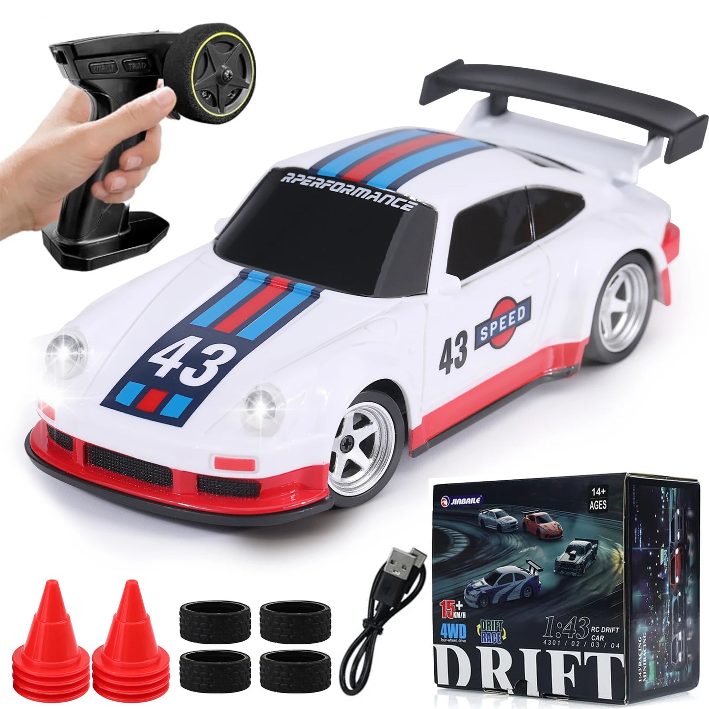 1/43 Scale 4WD Mini RC Drift Car – Full Proportional Steering & Throttle, High-Speed Remote Control Drifting Car – RTR Package