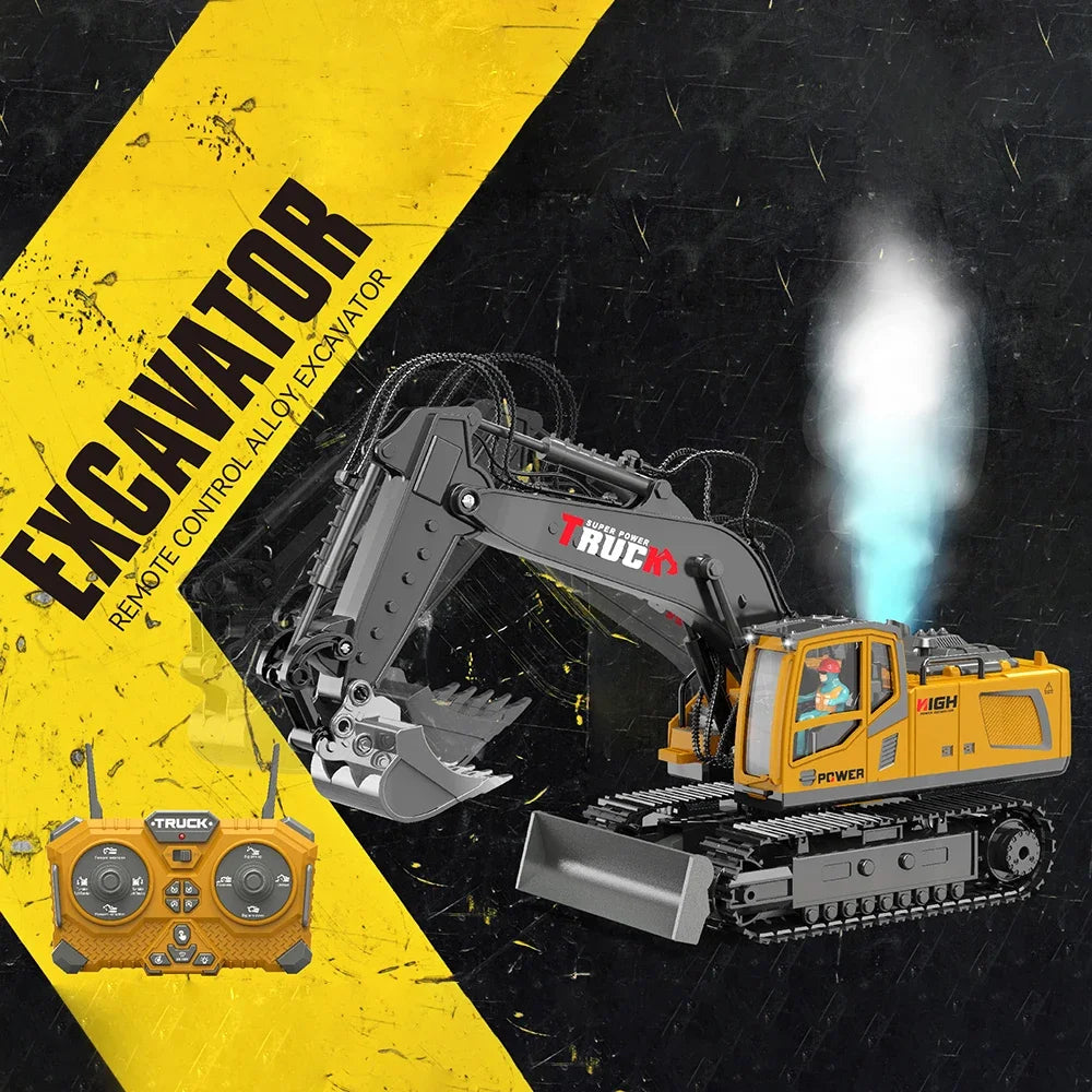 1:18 Alloy RC Excavator – 17-Channel Full Simulation Construction Vehicle