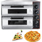 Commercial 1700W Stainless Steel Electric Pizza Oven – Dual Deck Countertop Baking Oven