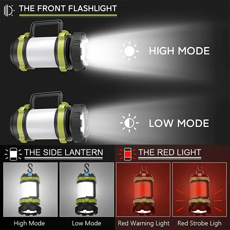Rechargeable LED Camping Lantern 1000LM Flashlight with Power Bank & 6 Lighting Modes
