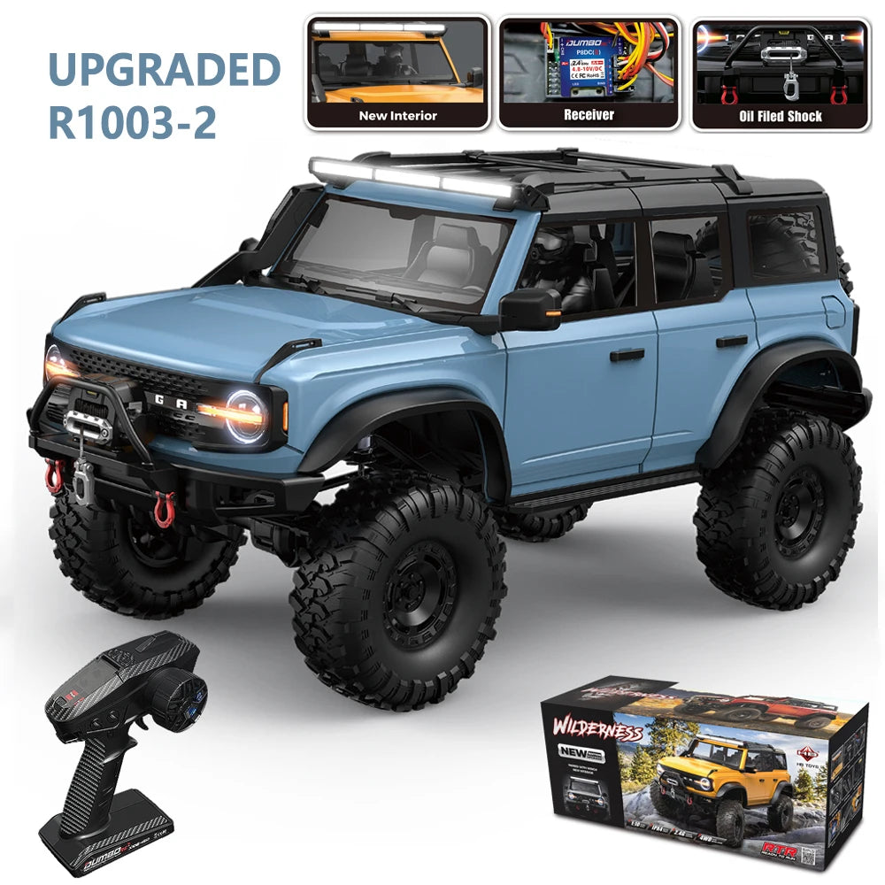 1/10 HB RC Crawler 4WD RTR Rock Off-Road Vehicle – Metal Gears, LED Lights, 2-Speed, Remote Control Truck for Adults