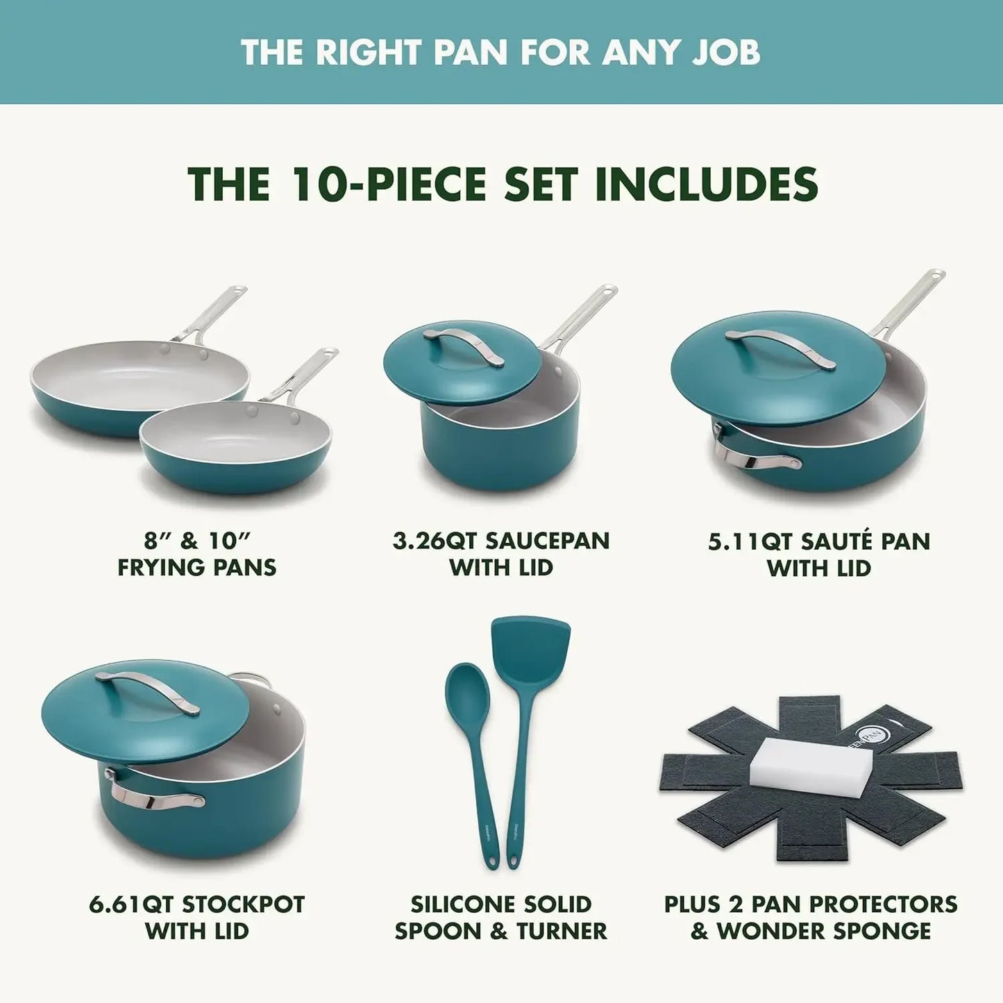 Nova 10-Piece Cookware Set – Diamond-Reinforced Ceramic Nonstick