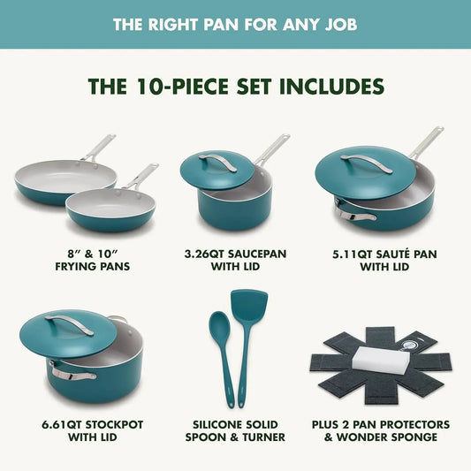 Nova 10-Piece Cookware Set – Diamond-Reinforced Ceramic Nonstick
