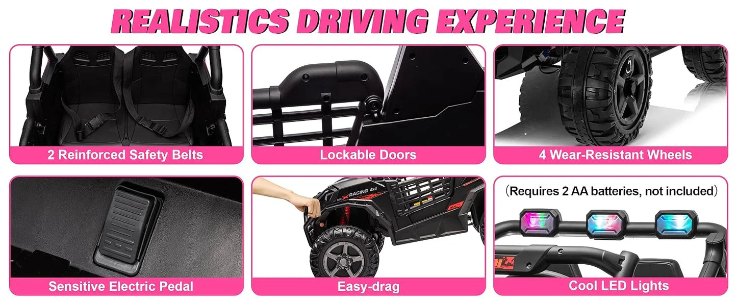 Joyracer 24V 4WD 2-Seater Ride-On UTV – Off-Road Electric Car with 4x200W Motors, Remote Control, LED Lights & Bluetooth