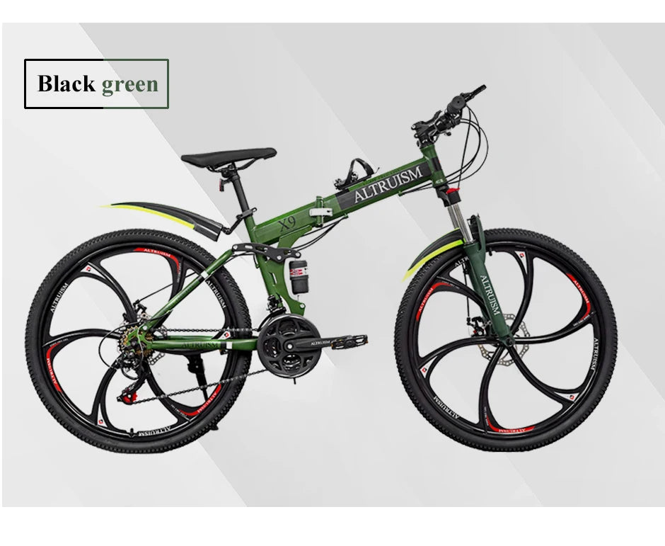 26 Inch Mountain Bike for Men & Women, 21 Speed Dual Suspension Adult Bicycle with Adjustable Disc Brake High Carbon Steel Frame