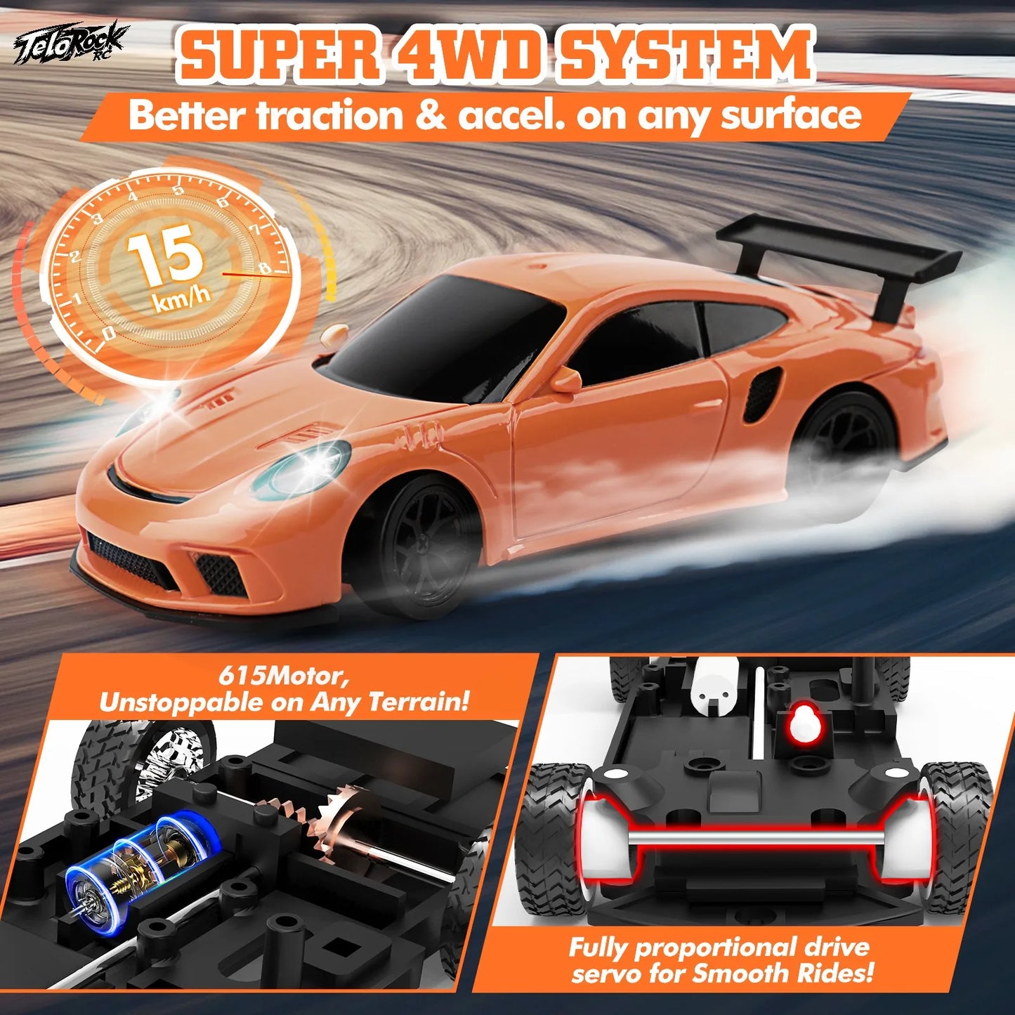 1/43 Scale 4WD Mini RC Drift Car – Full Proportional Steering & Throttle, High-Speed Remote Control Drifting Car – RTR Package