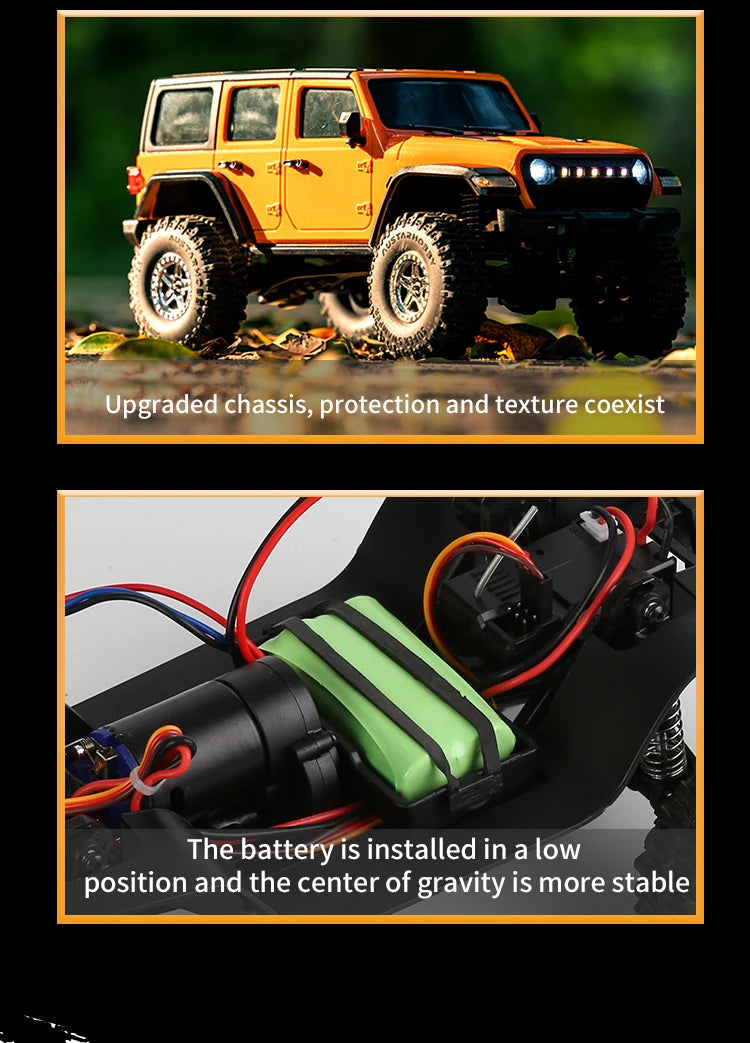 C8801 1:18 RC Climbing Jeep – 4WD Off-Road Rock Crawler with Lights, 2.4GHz Remote, 370 Motor & Simulation Body