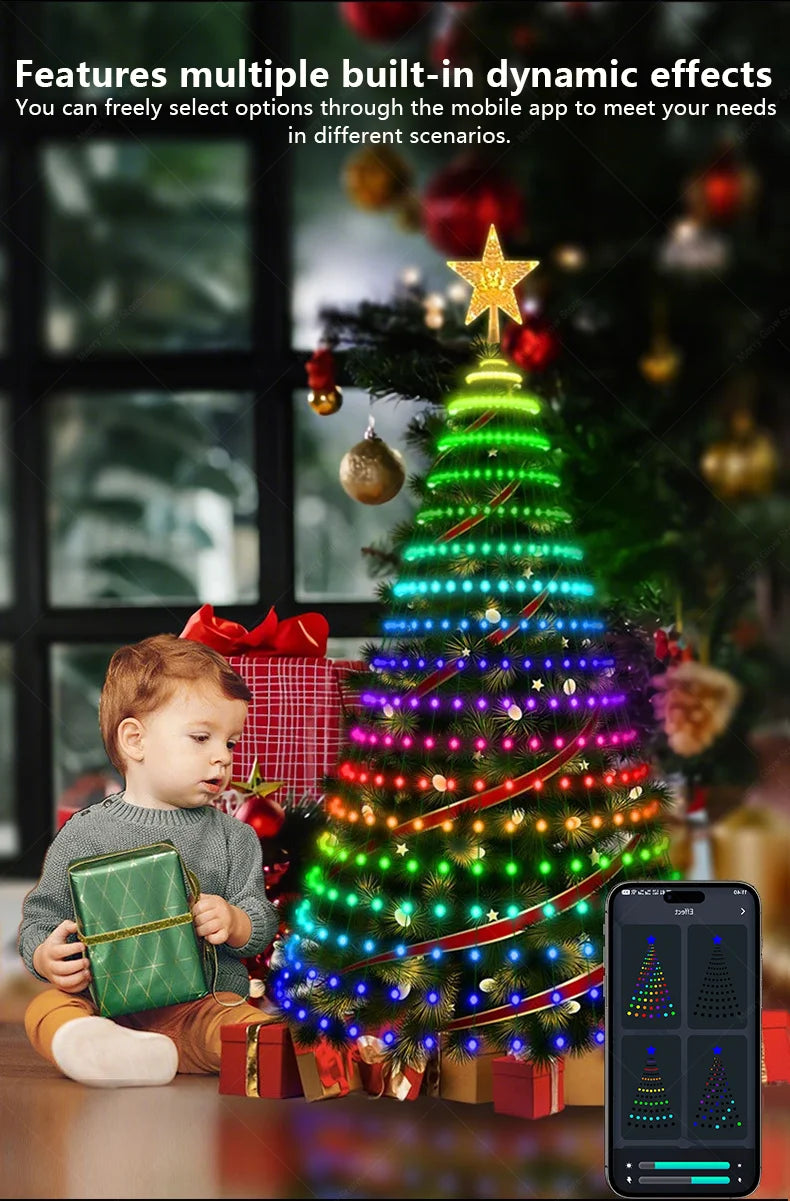 400 LEDs Remote & App Control RGB  Smart Christmas Tree Lights & Outdoor Holiday Decoration