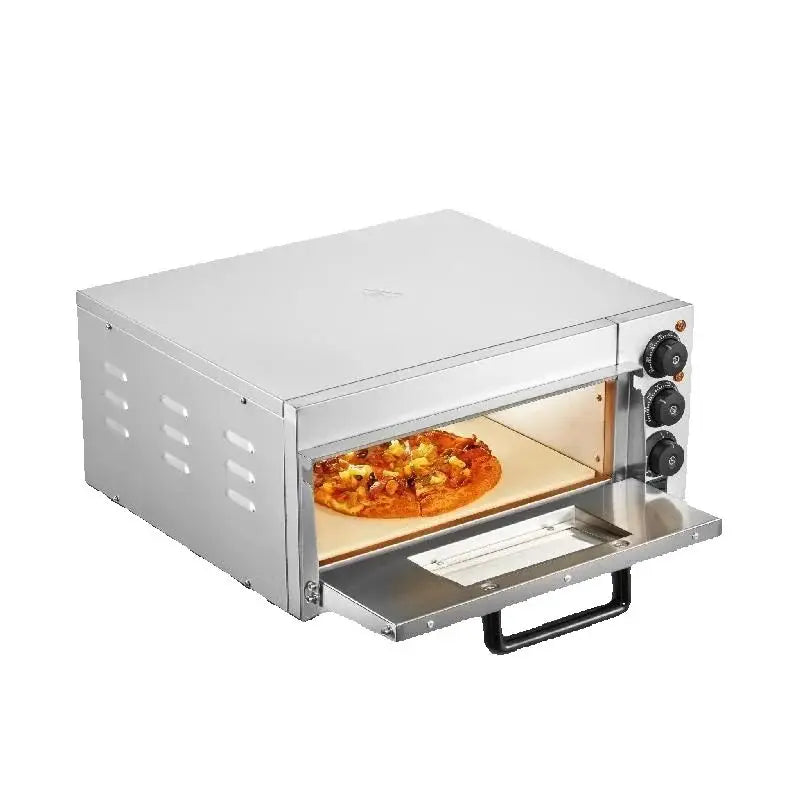VEVOR 16" Countertop Electric Pizza Oven with Dual Heating Tubes & Adjustable Temp Control, Stainless Steel Commercial Pizza Maker