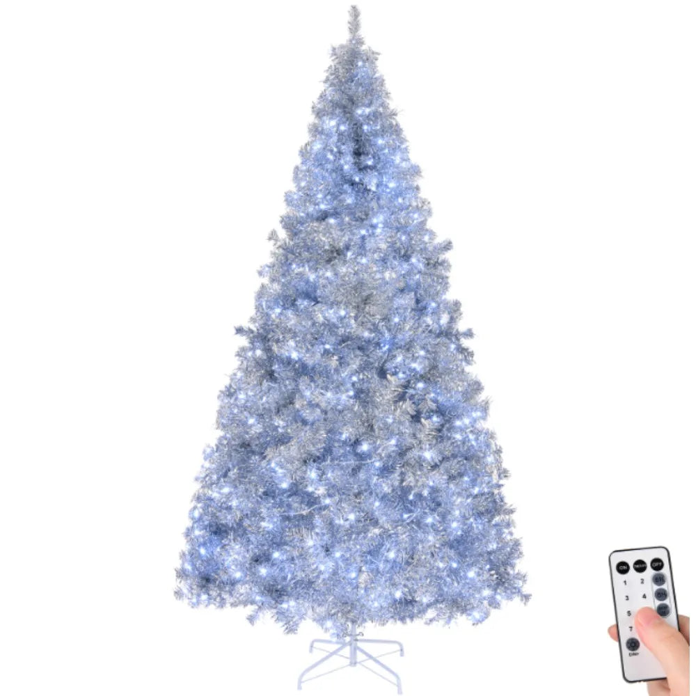 6ft 7ft 8ft Artificial Christmas Tree w/ LED Stand Silver