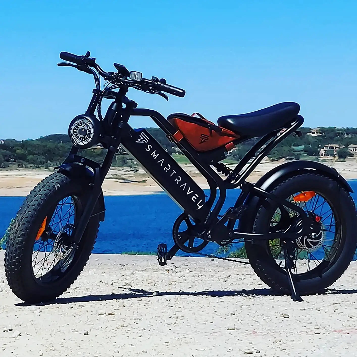 1000W Full Suspension Electric Bike for Adults – 48V 15Ah Battery, 28MPH Fat Tire Moped-Style E-Bike with Shimano 7-Speed and Disc Brakes