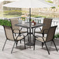 5-Piece Patio Dining Set Outdoor Furniture with Stackable Textilene Chairs & Glass Table
