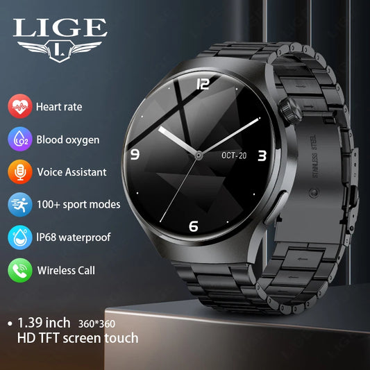 LIGE NFC Smart Watch – HD Display, Bluetooth Call, Fitness & Health Tracker, IP68 Waterproof